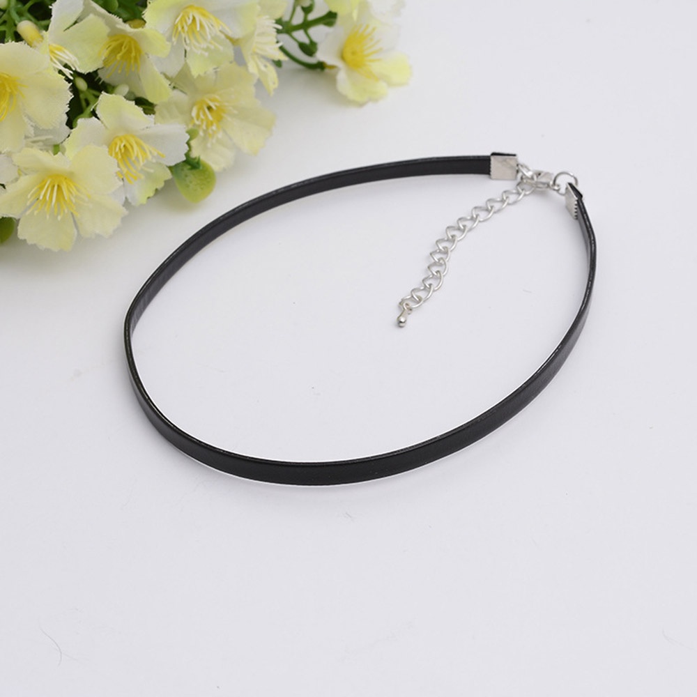 Kalung Choker Handmade Bahan Kulit Pu Warna Hitam Gaya Punk Gothic Vintage Untuk Wanita