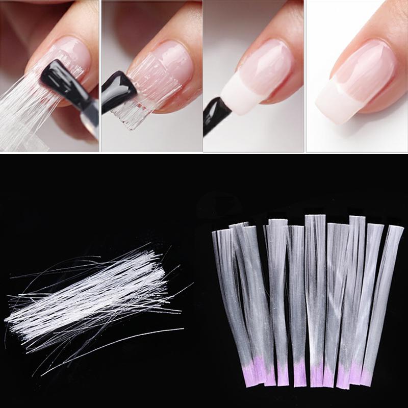 10PCS Nail FIBER Extention Extention Nail/ / Silk Fiber Non Woven atau Fiber Nail Gel Cetakan Extentions Kuku