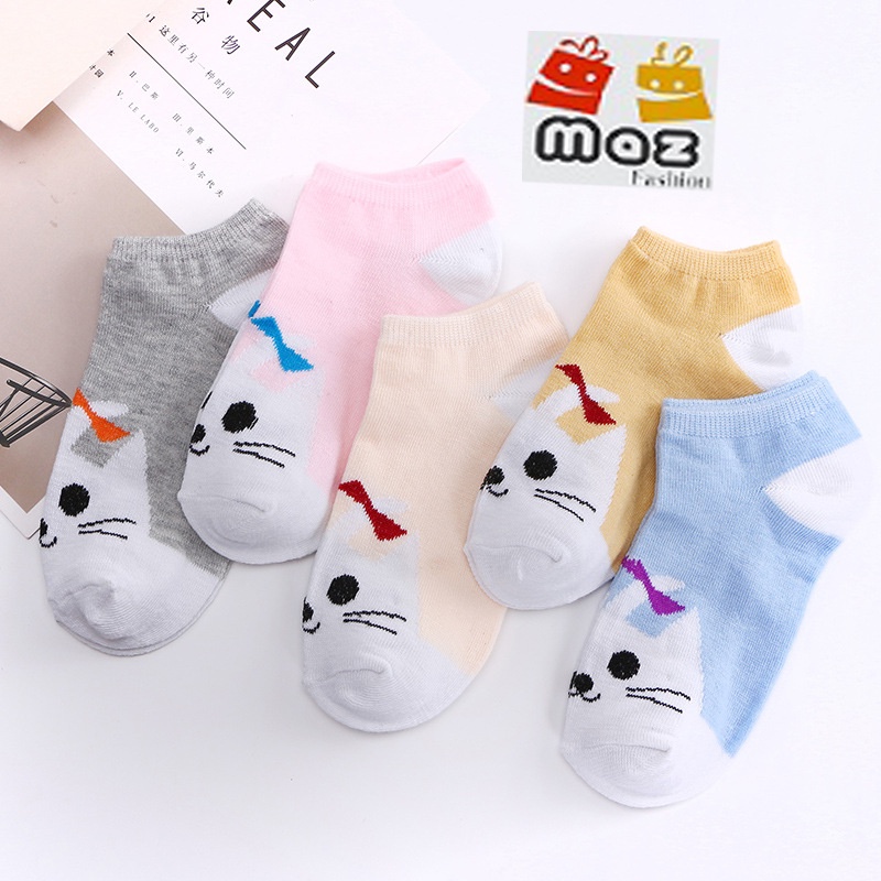 Kaos Kaki Pendek Wanita Fashion Import - Short Sock Wanita Motif Lucu Semata Kaki - Kaos Kaki Korea Unisex-RANDOM MOTIF KUCING