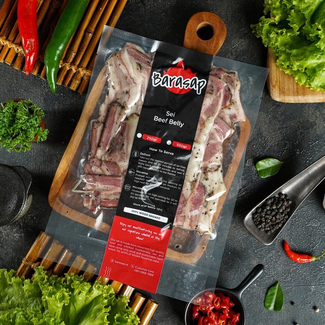 

BARASAP Sei Beef Belly Daging Sapi Asap 250 gr