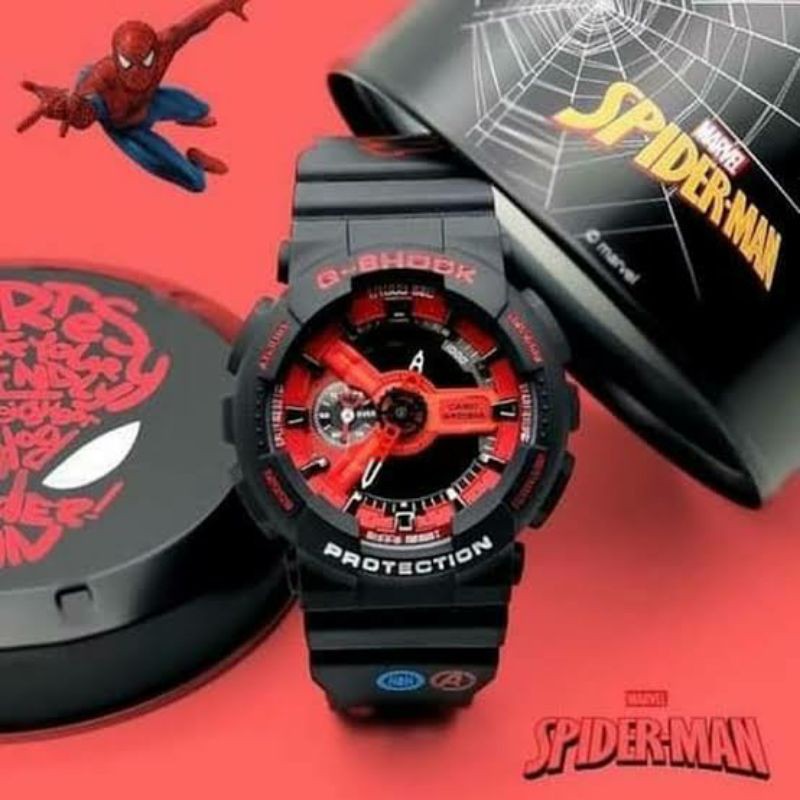 Jam Tangan Pria Merk Casio G-Shock Type Ga-110 Spiderman Original Bm Baterai Free Box Set