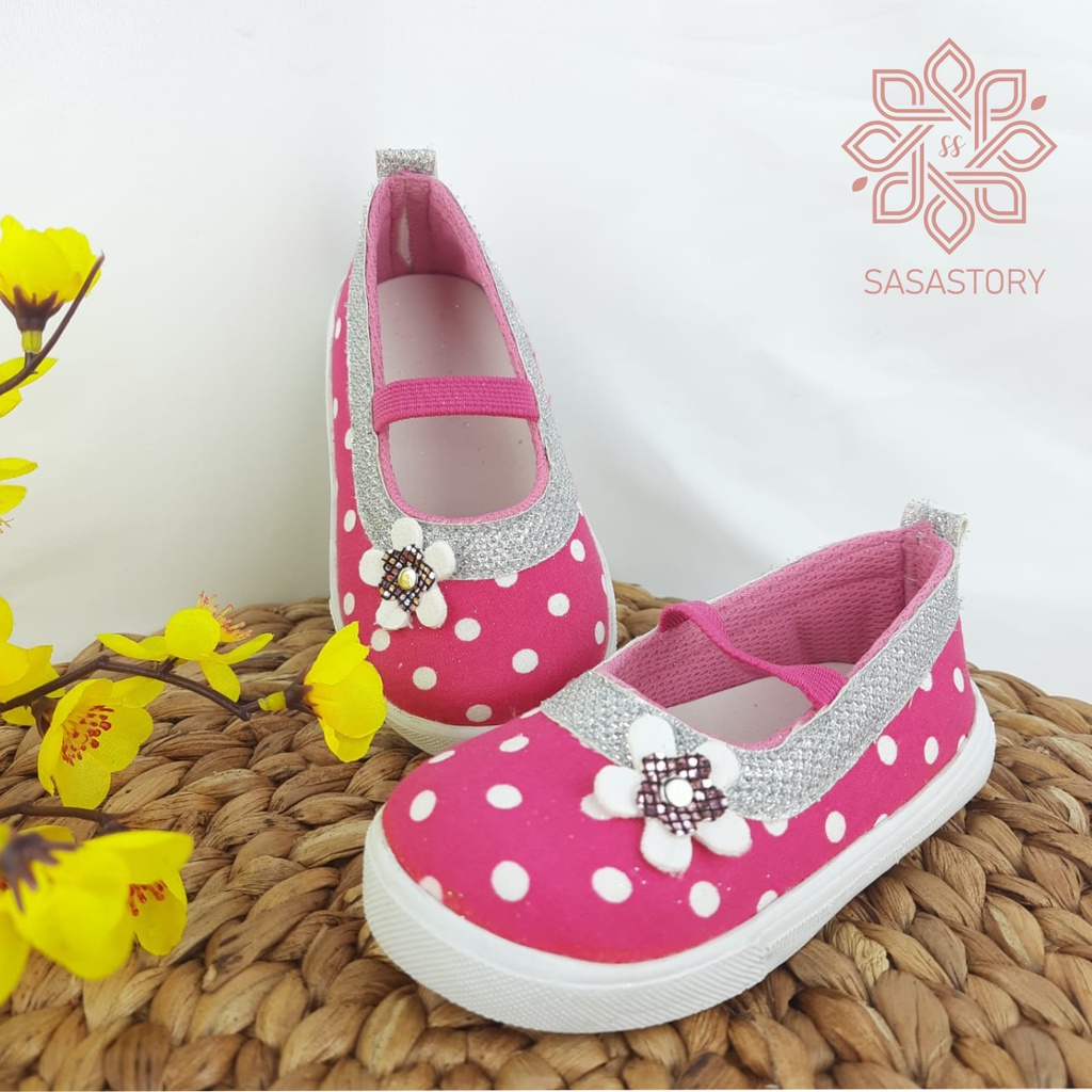 Sasastory Sepatu Anak Slip On Sepatu Anak Perempuan 1 2 3 Tahun Sepatu Polkadot Anak Sepatu Pesta Anak Perempuan Sepatu Karet Anak Sepatu Slip On Anak Cewek FA17