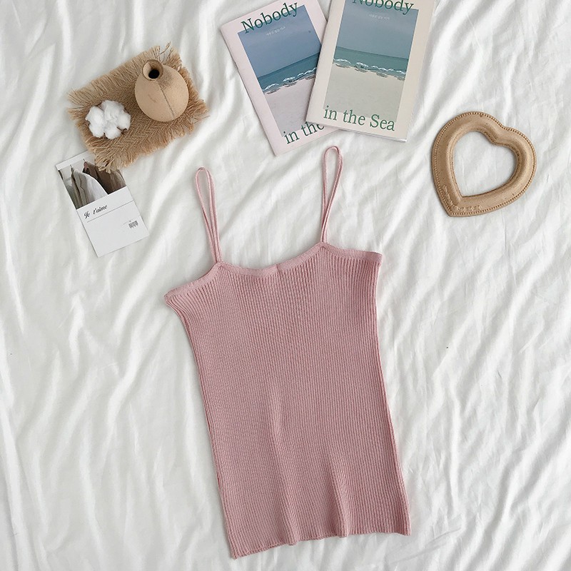 Fashion wanita/Tank top/Tanktop wanita polos/vest rajut-MERAH JAMBU