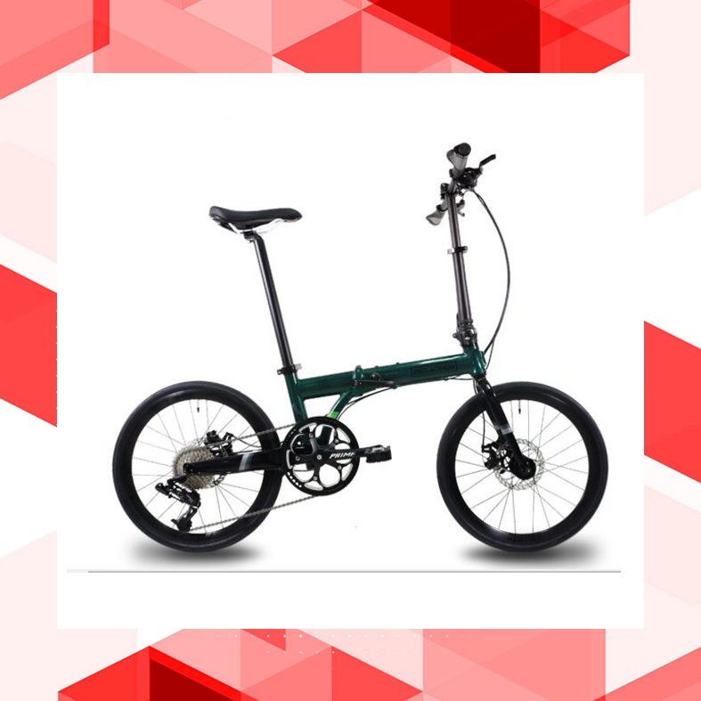 Sepeda Lipat Pro Action Falcon 9 Speed s 22 inch 20 inch Folding Bike Warna Moss Green Hijau 1 x 9 S