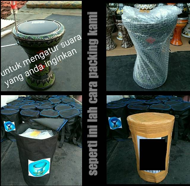 Tumbuk Hadroh Atau Darbuka Kayu 8 inch Silver Hitam Rolling Putih