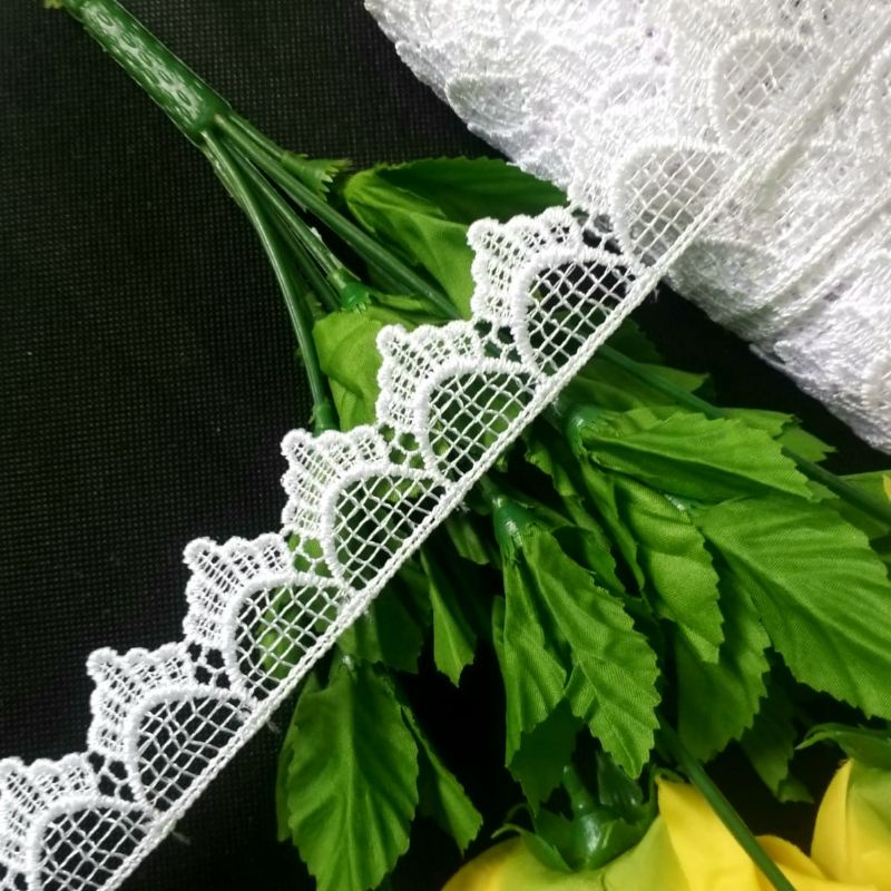 PER YARD RENDA ZIFFER WARNA PUTIH BERSIH LEBAR 3CM