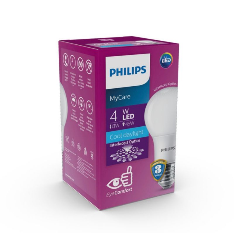 Lampu Philips LED Bulb 4W E27 6500K/3000K 230V Body besar