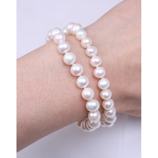 Siy 2pcs Gelang Manikmanik Mutiara Imitasi 8mm Gaya Klasiksimple Elastis Untuk Wanita