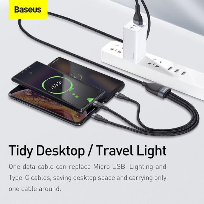 Baseus Cable Data Fast Charging 3 in 1 - Micro + Lightning + Type C 5A 1.2m