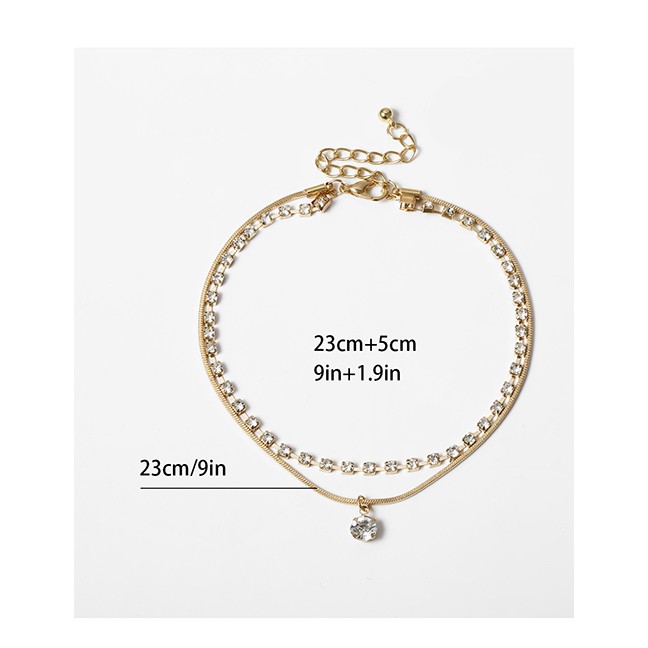 LRC Gelang Kaki Fashion Golden Double Claw Chain Zircon Tassel K18779