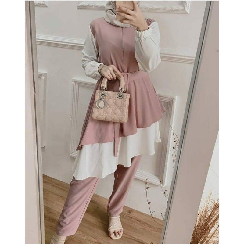 ONE SET JUMBO WANITA XXL LD 115-120 CM - ONE SET REYSA DAILY TUNIK WANITA  SET MOSCREPRE  PREMIUM