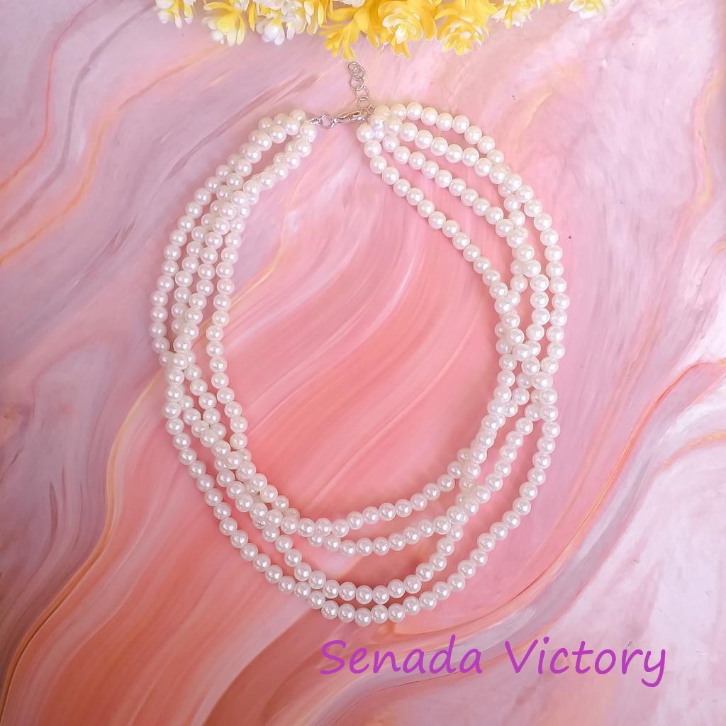 Senada Victory Kalung Choker Mutiara Kalung Fashion Mutiara Multilayer Kalung Korea Aksesoris Wanita SK03