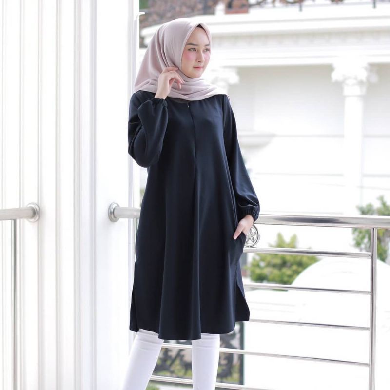 Tunik Terbaru/ atasan wanita muslim/ Fidya Tunik bahan Shakila Premium