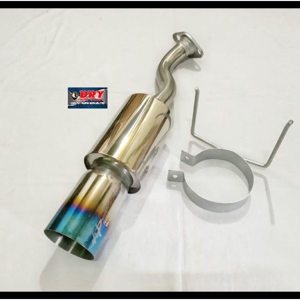 BOLT ON KNALPOT MOBIL HKS BABY MUFFLER BLUE FULL STENLESS