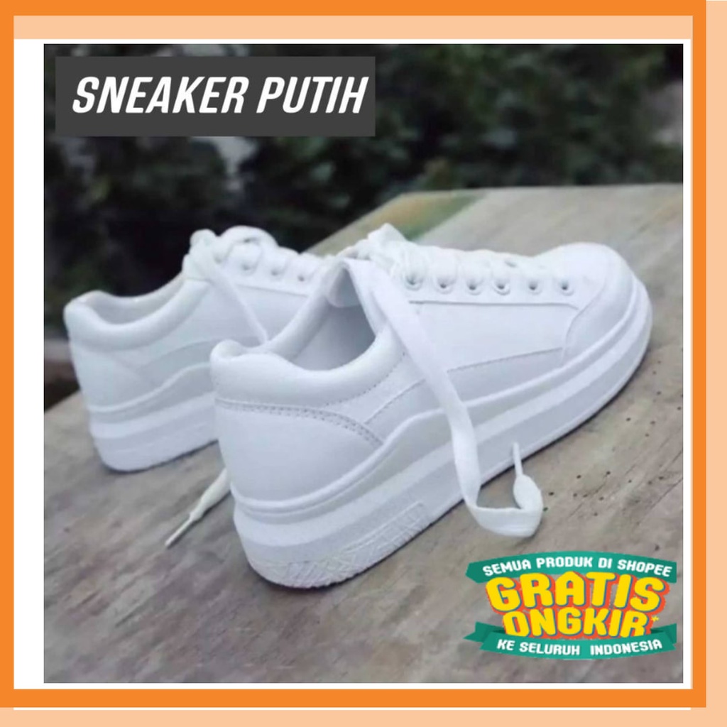 SNEAKERS SEPATU WANITA FASHION REMAJA KEKINIAN OOTD/ SNEAKER WANITA SEPATU JM PUTIH POLOS