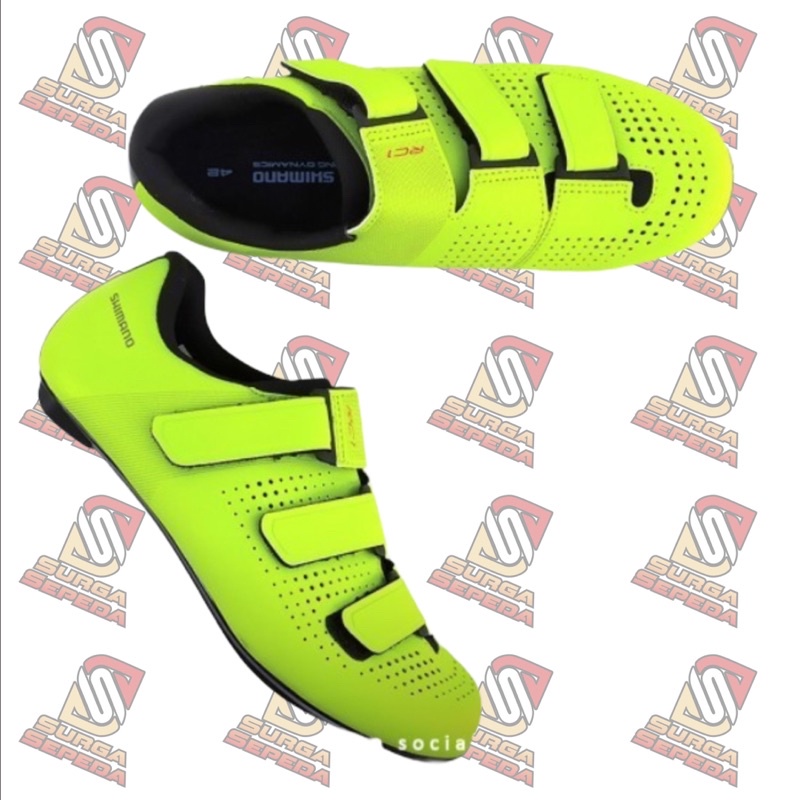 SEPATU CLEAT SHIMANO RC100 HIJAU WIDE RC1 SHIMANO SHOES ROAD BIKE RC 1
