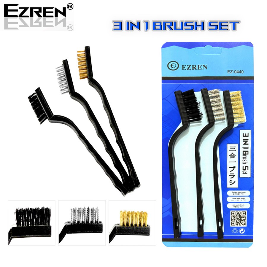 Ezren EZ-0440 3 in 1 Sikat Wire Kawat Brush 3pcs Steel Tembaga Kawat