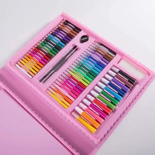 ELDE 1 -  Crayon Anak Pengasah 208pcs Set Alat Perlengkapan Menggambar Melukis Anak-anak Crayon Cat Air Pensil