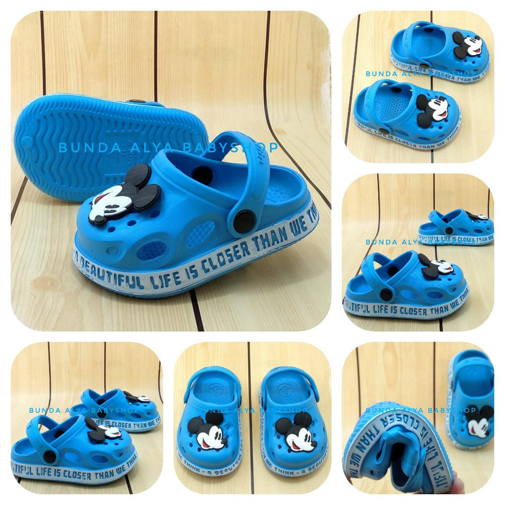 Sendal Anak Laki Usia 1 4 5 6 Tahun Lucu Karet Elastis - Sepatu Sandal Anak Cowok BIRU Size 18-29 Anti Licin