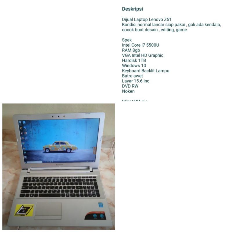 Laptop game lenovo core i7