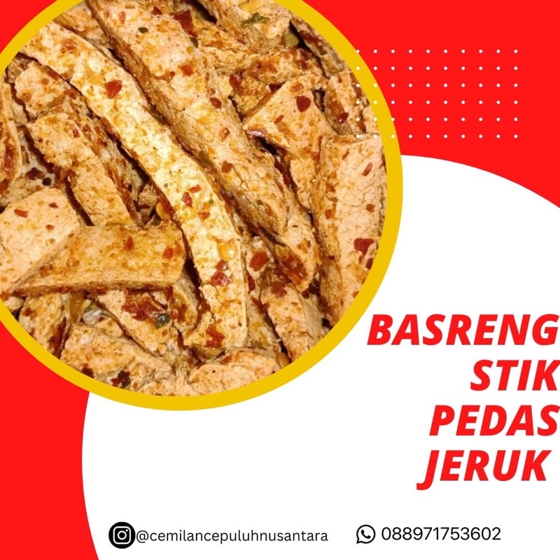 

Cemilan Snack Keripik Basreng stik Pedas jeruk