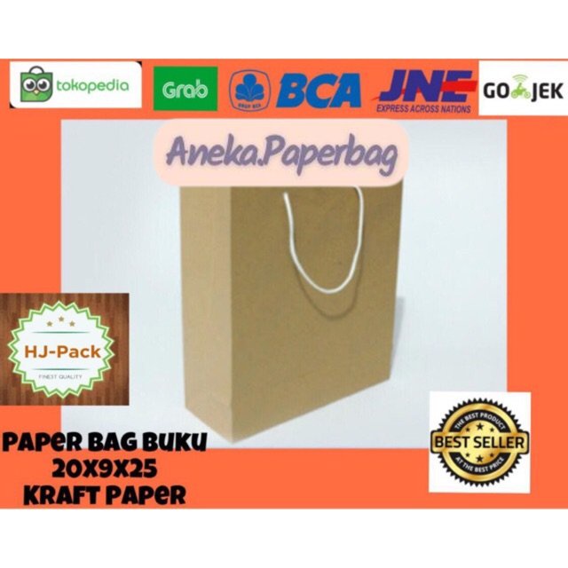 

Paperbag Paper Bag Tas Kertas Buku Kraft Goodie Bag Shopping Bag 20x9x25 Terlaris
