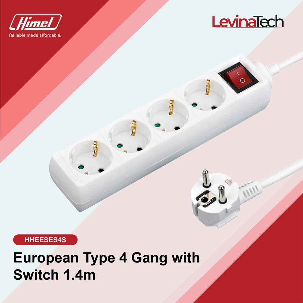 Himel Terminal listrik, colokan listrik 4 lubang + saklar