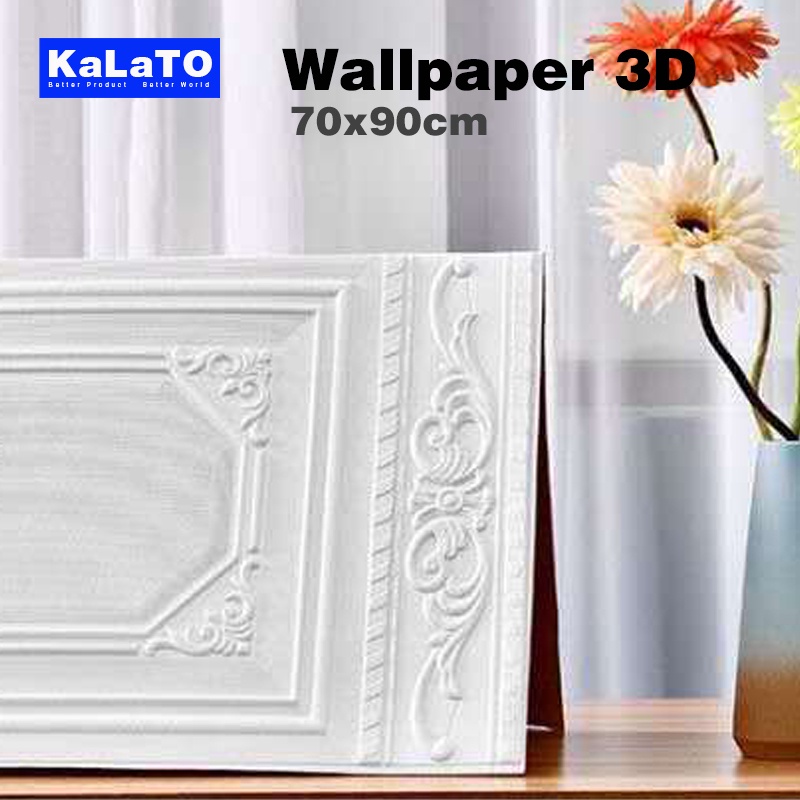 (KaLaTO) Wallpaper Foam 3D Motif Jendela Pintu Kayu Jati Putih Kayu Gold Marmer ukuran 70 x 90 CM Wallpaper 3D / Wallpaper Dinding-6