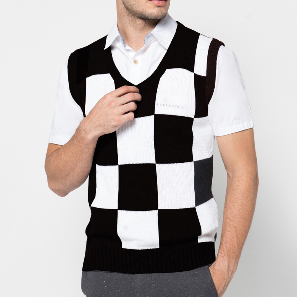 VM Rompi Sweater Rajut Kotak Hitam Putih Shopee Indonesia VM Rompi Sweater Rajut Kotak Hitam Putih Shopee Indonesia