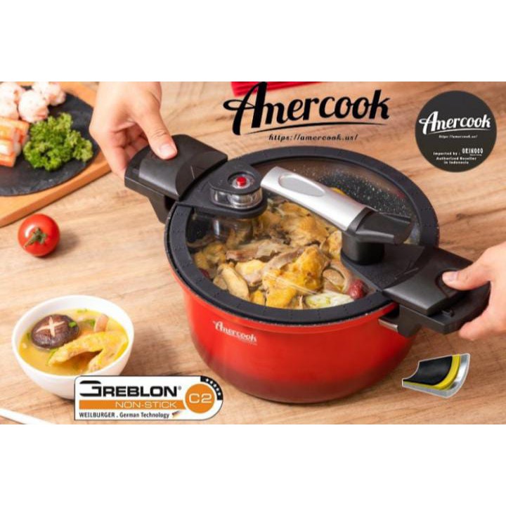 Panci Presto Amercook Aluminium Hitam Anti Lengket - 5 lt