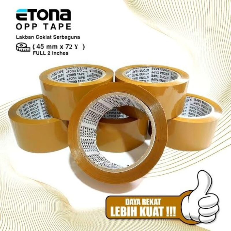 Lakban Etona COKLAT 2 Inch 72 Yard - Isolasi Solasi Besar Tebal 45mm Packing Kardus