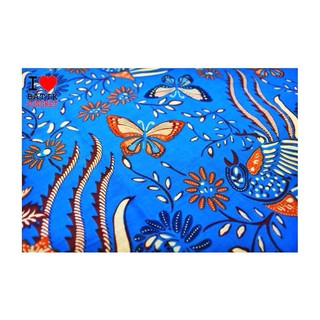 SARUNG BETAWI MOTIF 1 BIRU TUMPAL PUCUK REBUNG BAHAN KAIN BATIK JAKARTA