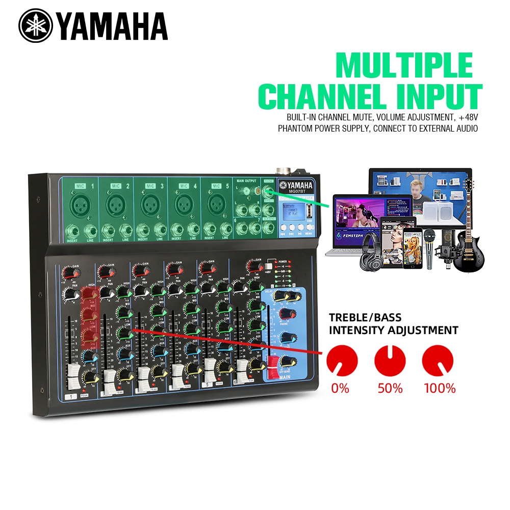 MG04BT/MG07BT pencampur audio DJ MIXER AUDIO 4ch/7ch Mendukung pemutaran Bluetooth/USB/PC/MP3 Peralatan rekaman Menyanyikan peralatan audio KTV