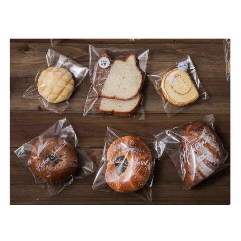 50pcs PLASTIK ROTI DONUT BAKING HANDMADE MIX MOTIF PEREKAT 15x18cm