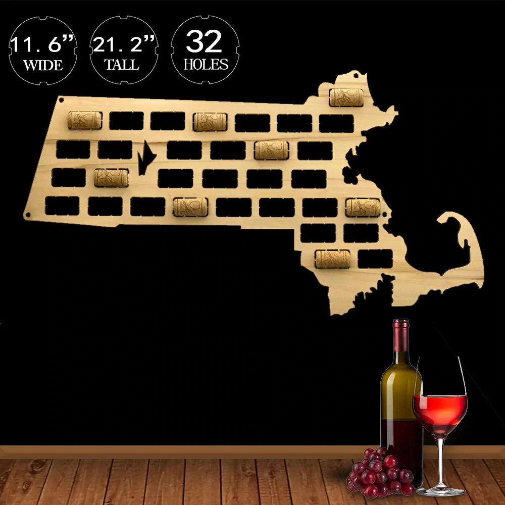 

Free Ongkir Massachusetts State Wine Cork Map USA State Wall Map Wine Cork Reused Display Wood