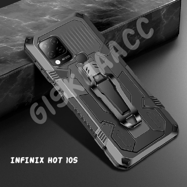 CASE INFINIX HOT 10S CASING STANDING ICRISTAL BACK KLIP HARDCASE HP ROBOT NEW COVER