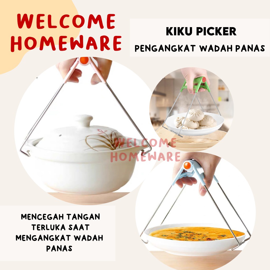 Kiku Picker Penjepit Anti Panas Stainless Steel Mangkuk Piring Panci