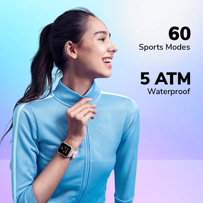 Amazfit Bip U smartwatch 1.43&quot; Big Color Touch fashion Screen SpO2 Monitor 5 ATM waterproof jam tangan 60+ sports mode 50 watch faces