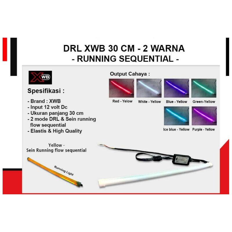 lampu alis drl 30 cm 2 mode sein running slowly flow merk xwb grade A