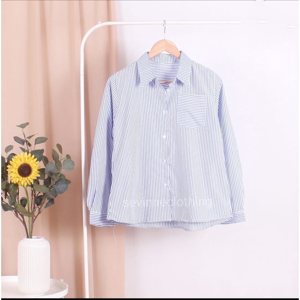 INV - KEMEJA WANITA SALUR / KEMEJA VARINSA / BIRU / KATUN / TERBARU