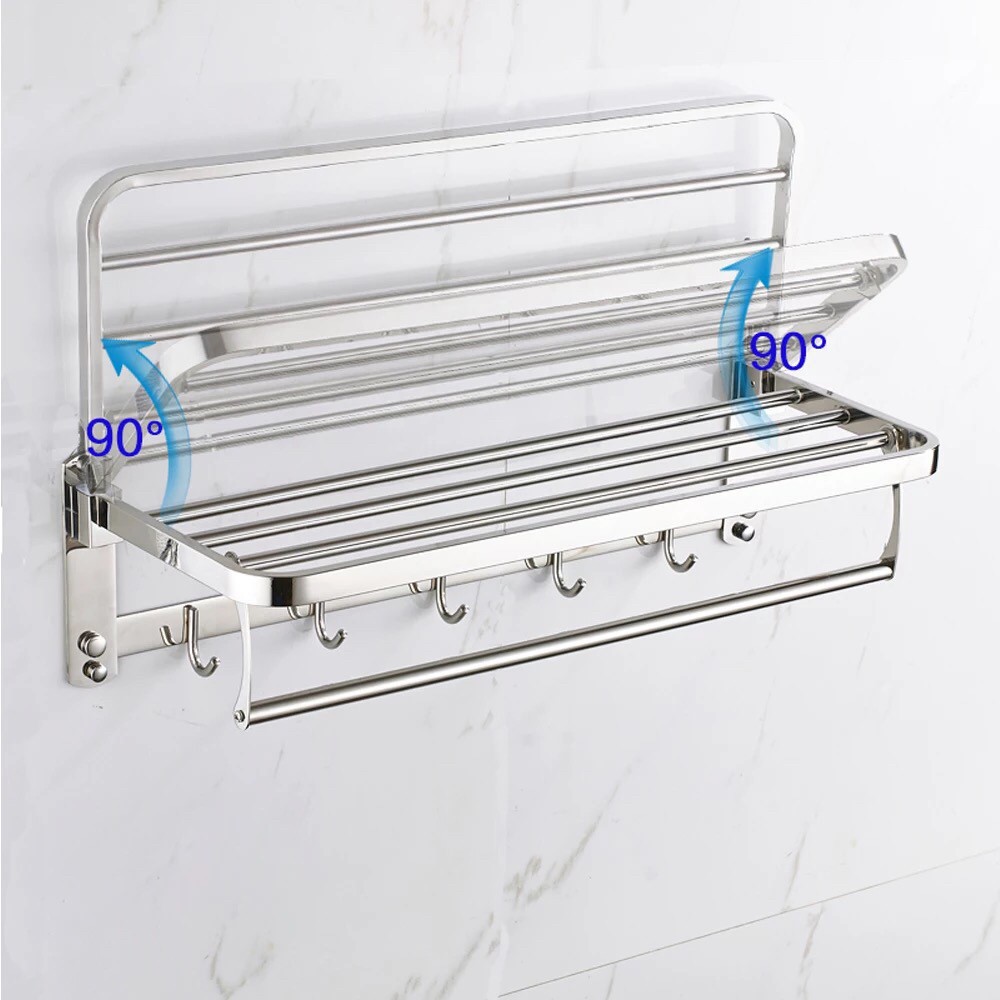 Rak Handuk Lipat Stainless 5 Susun 8831 -Tempat Handuk Dan Gantungan Kapstok Minimalis 5baris stenles rack towel sus 304 hook hitam black  anti karat /S1