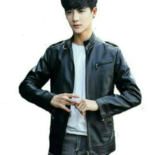 Jaket Pria Jaket Musim Semi Versi korea BLACK Dari TrenS slim tampan cetak bagian tipis seragam BARU