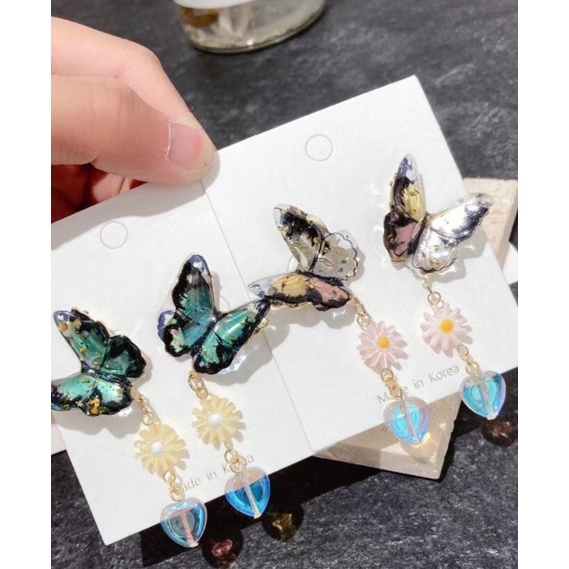 2 pcs/bag 21x22mm multi-warna Lubang Diagonal Ganda Lurus Lubang Resin Epoxy Butterfly Charms Liontin untuk Diy Perhiasan Bakat