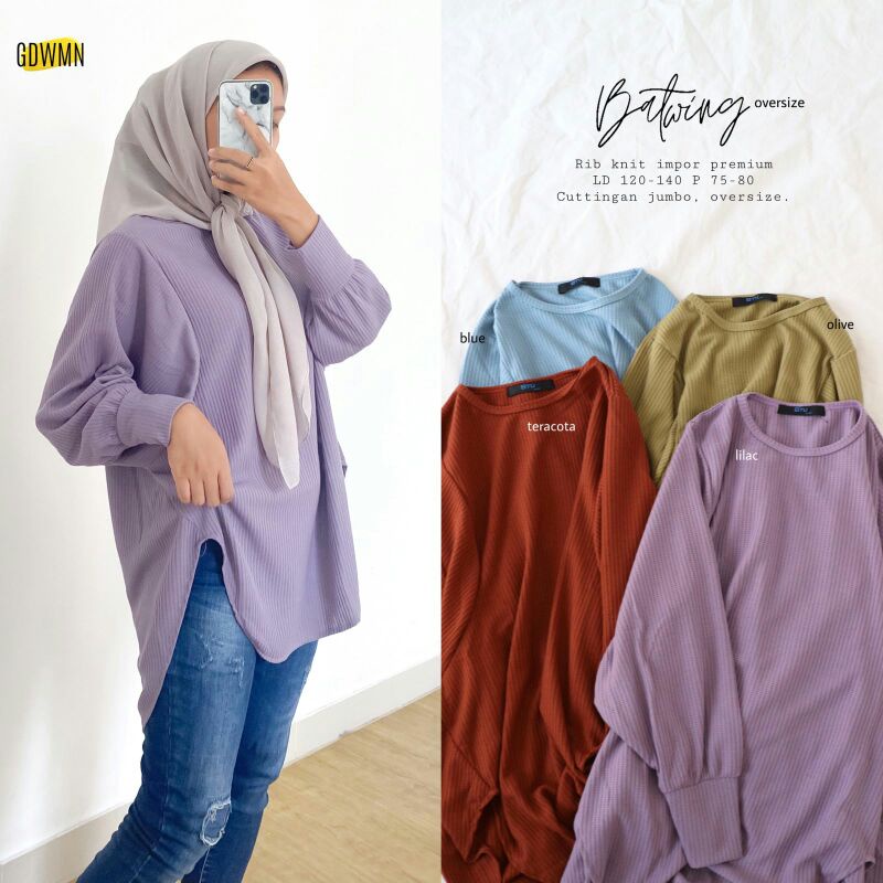 TUNIK OVERSIZE BATWING RIB KNIT PREMIUM