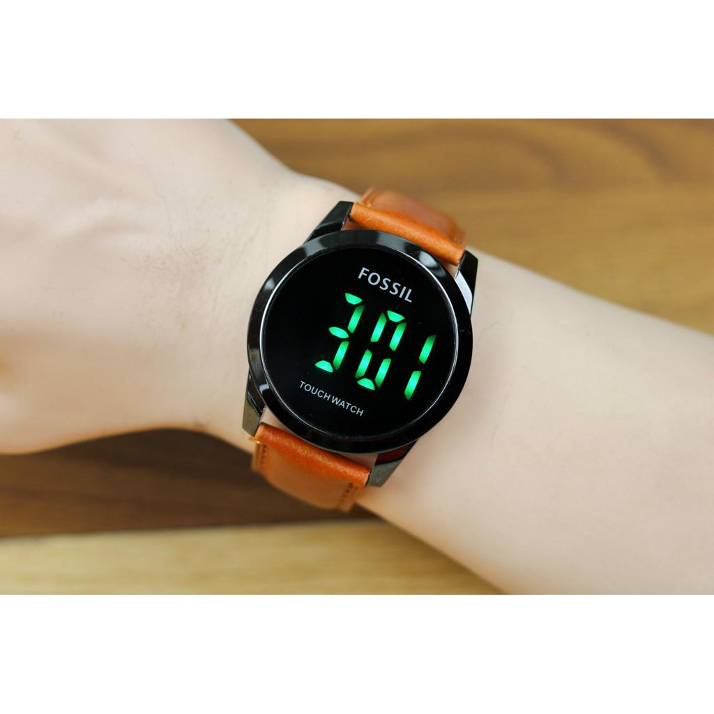 JAM TANGAN PRIA F-OSSlL KULIT TOUCH SCREEN LIST SILVER DAN HITAM - DIAMETER 4,3 CM