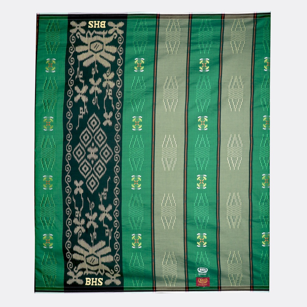 Jual Sarung BHS Excellent Gold Motif Songket Ceplok Timbul Hijau