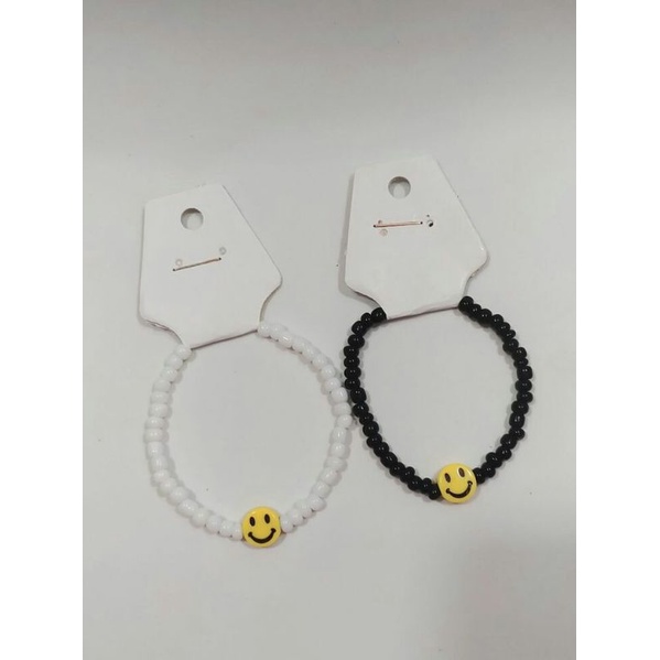 Bracelet Smile white black/Gelang smile/beads