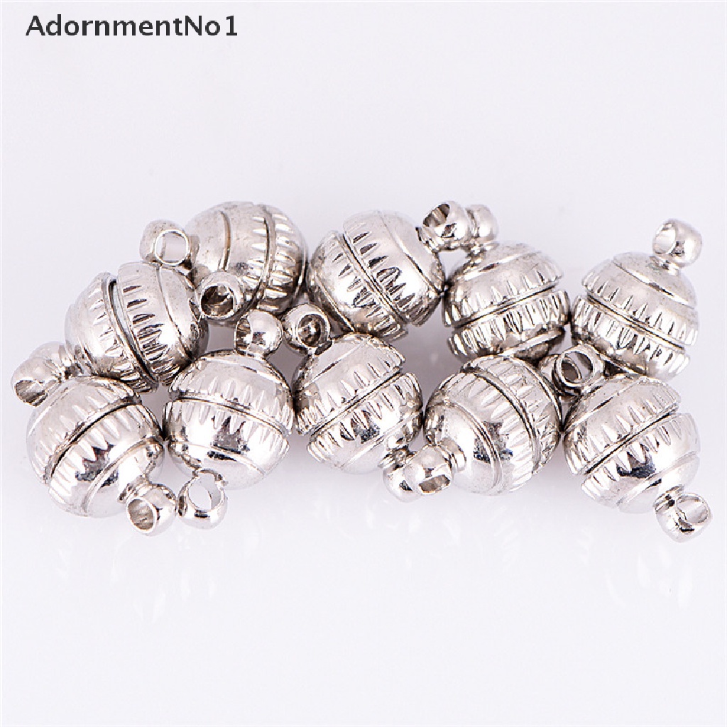 (AdornmentNo1) 10pcs / Set Kait Clasp Magnetik Lapis Silver Untuk Gelang / Kalung / Perhiasan