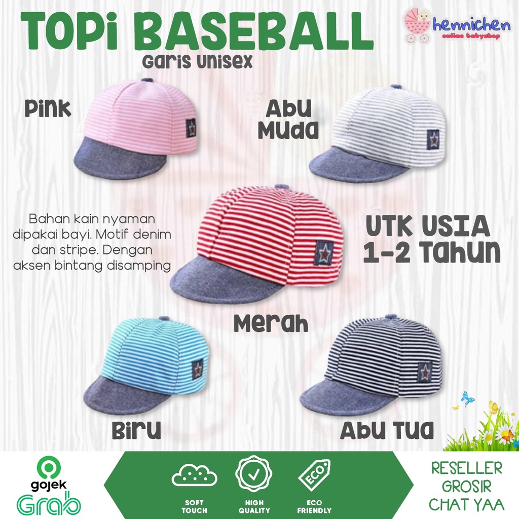 Topi Anak Base Ball Garis Unisex HIGH QUALITY 1-2 Tahun CNA