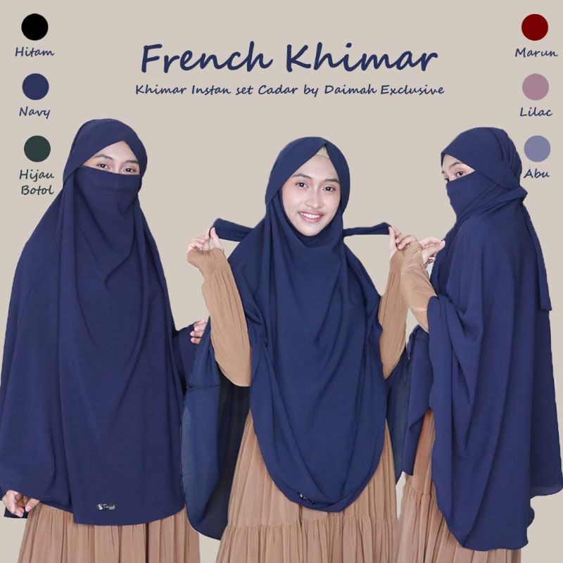 French Khimar instan set cadar